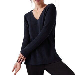 Athleta Hanover Refined V-Neck Sweater wool blend size S excellent condition